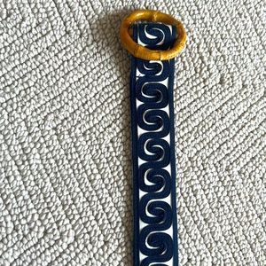 J. McLaughlin Navy and off white embroidered belt! Like new condition!